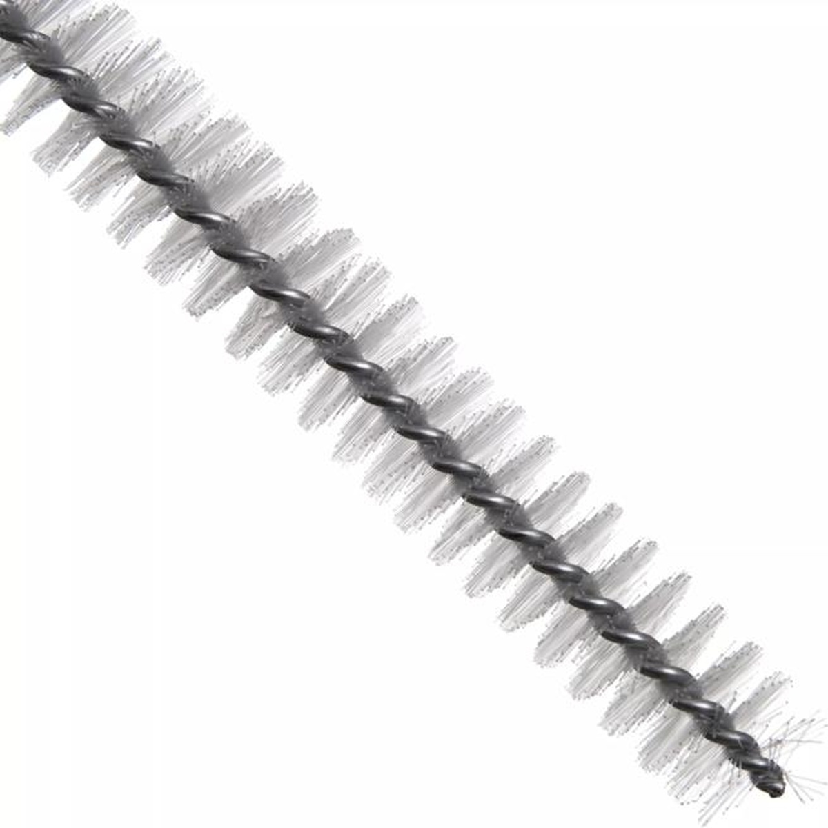 Close-up detail of twisted wire stem and dense white polyester bristles on Sparta urn brush
