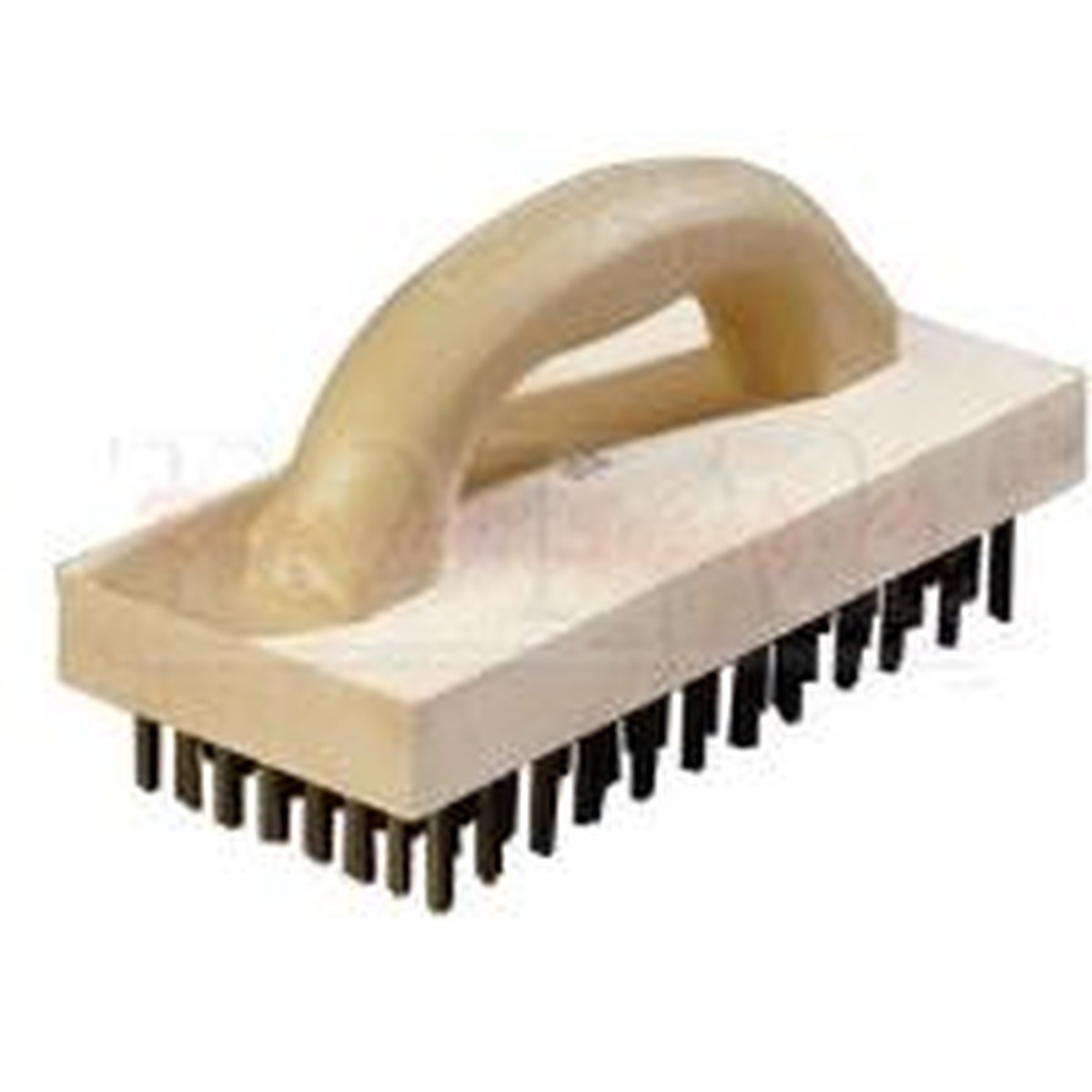 Carlisle 4067600 butcher block brush with flat tempered steel wire bristles and tan hardwood block body