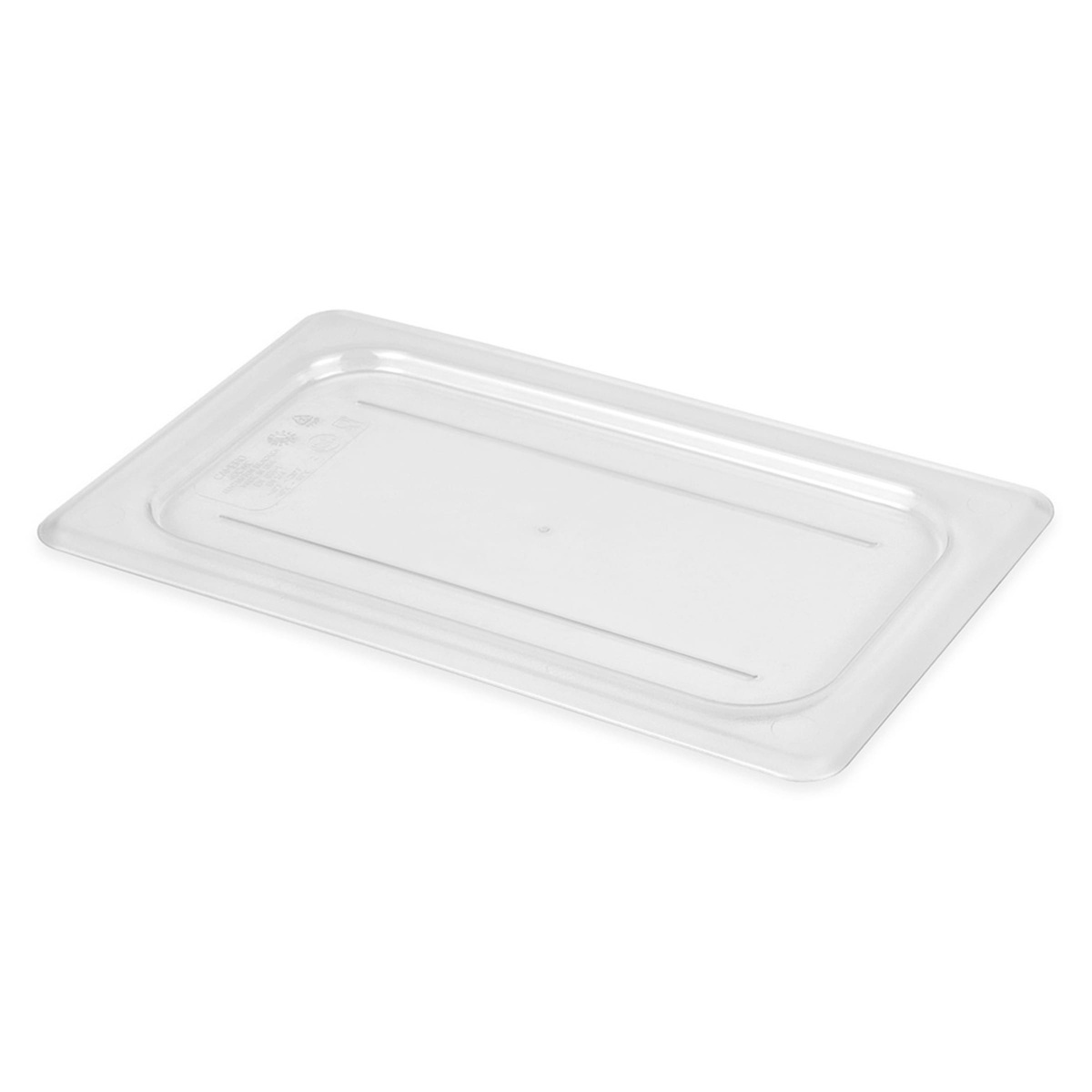 Cambro 40CWC135 clear polycarbonate food pan cover, overhead angled view showing full flat surface