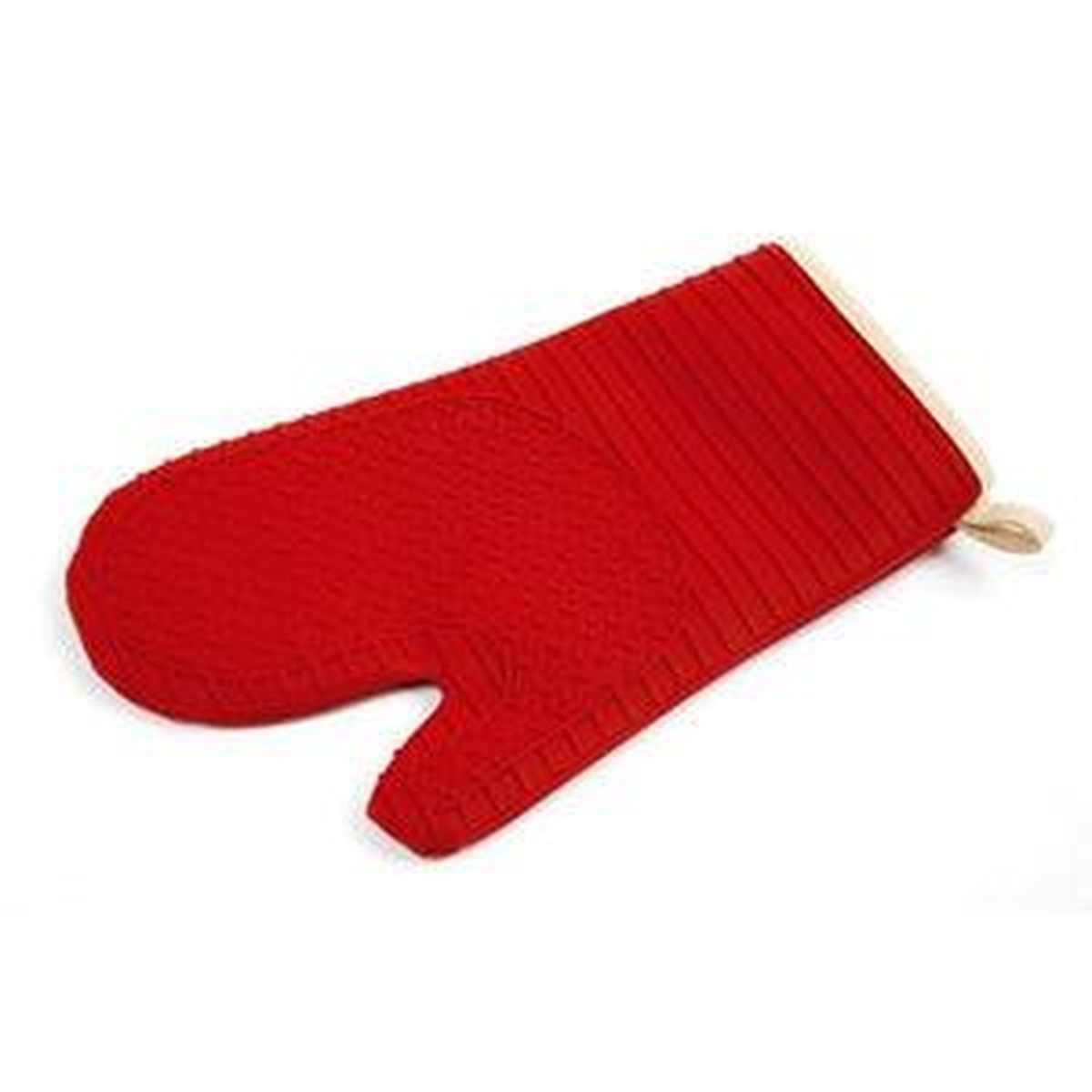 Norpro red silicone and fabric oven glove with raised grip grooves