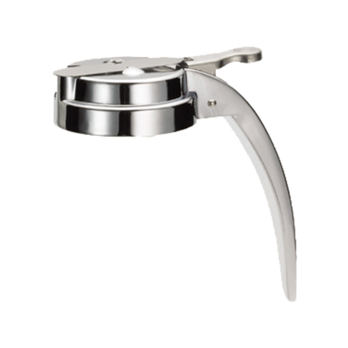 Tablecraft 414T chrome-plated metal dispenser top with handle on white background