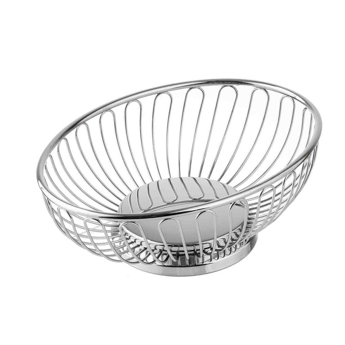 TableCraft 4171 Chalet oval chrome wire basket, three-quarter angle view showing oval shape and wire construction