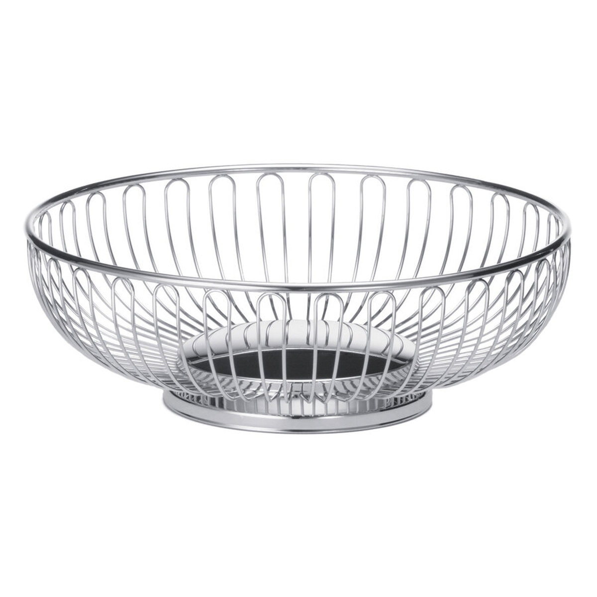TableCraft 4175 large round chrome wire basket with pedestal base on white background