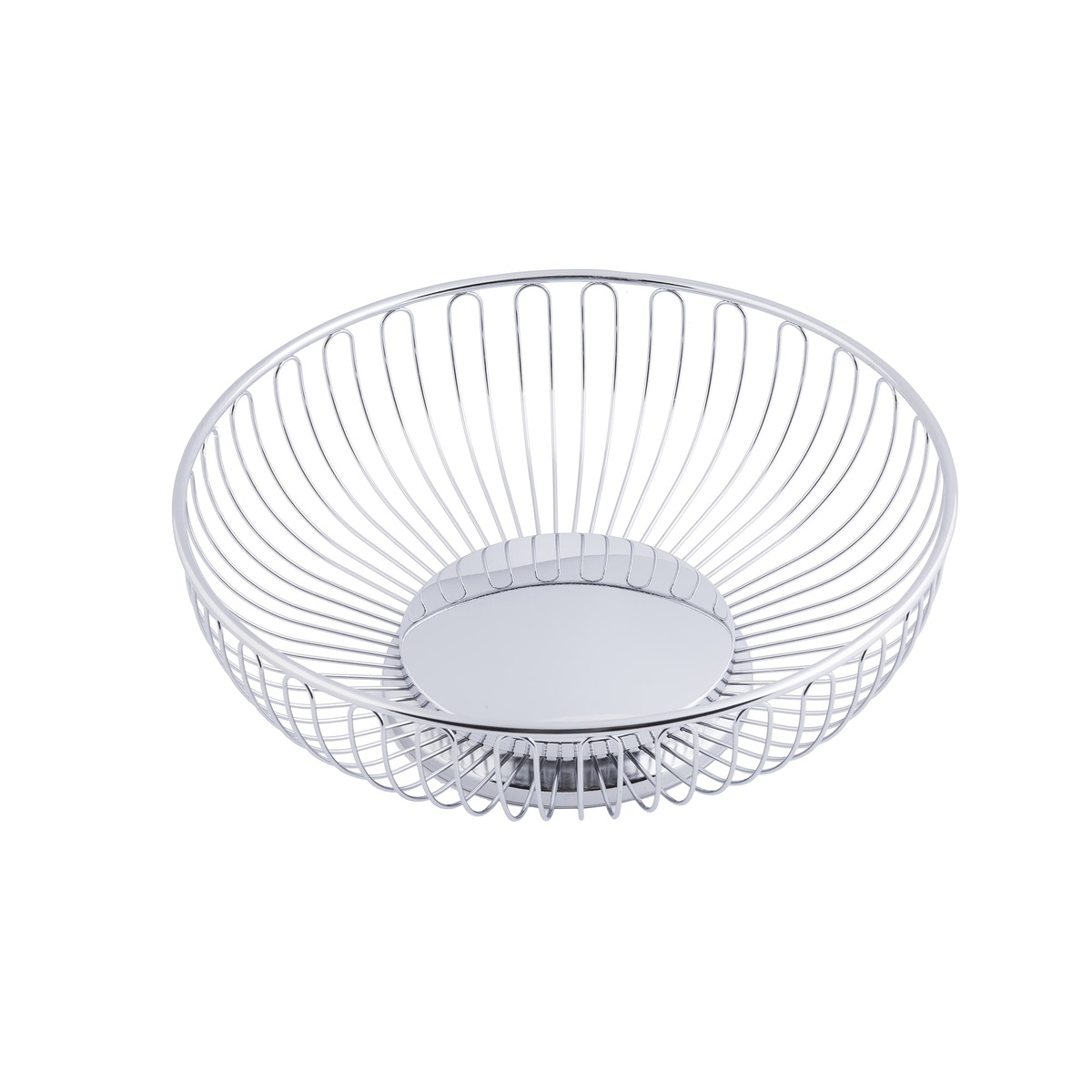 TableCraft 4175 Chalet chrome wire basket top-down view showing the open wire bottom and round shape