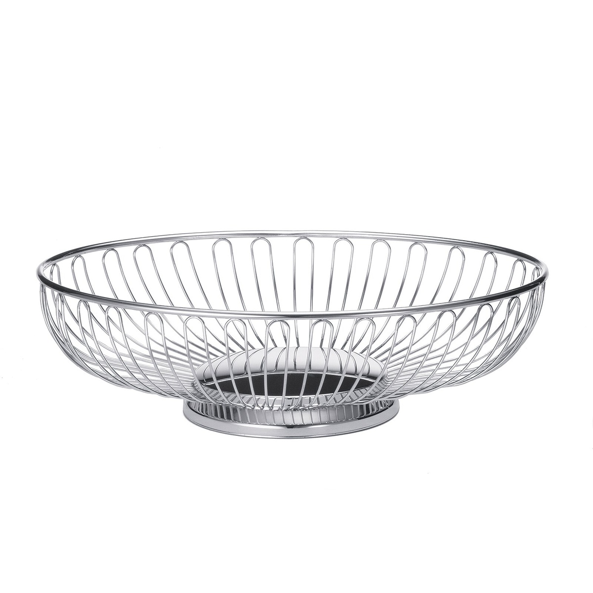 TableCraft 4176 Chalet Collection chrome-plated oval wire basket, front view on white background