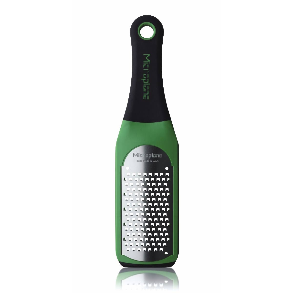 Microplane Artisan Series Coarse Grater in green with stainless steel blade and ergonomic handle