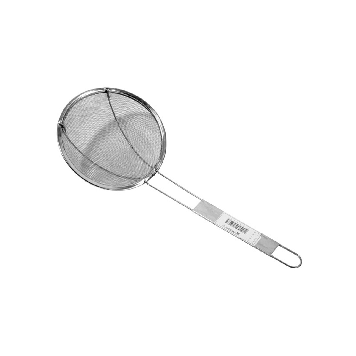 Town extra fine round mesh skimmer with stainless steel handle, full side view