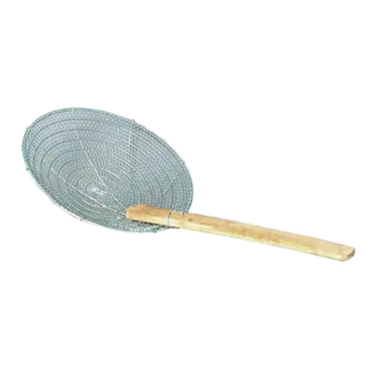 Town Equipment 42612 12-inch stainless steel coarse mesh skimmer with bamboo handle