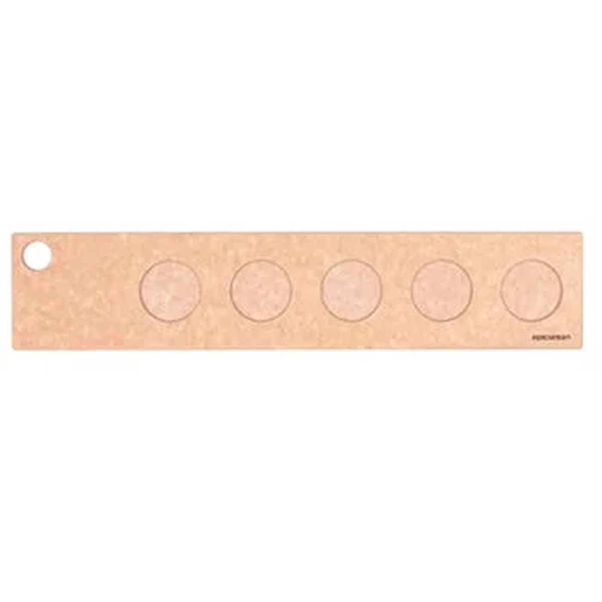 Epicurean Flight Server board with five circular wells in natural composite wood finish