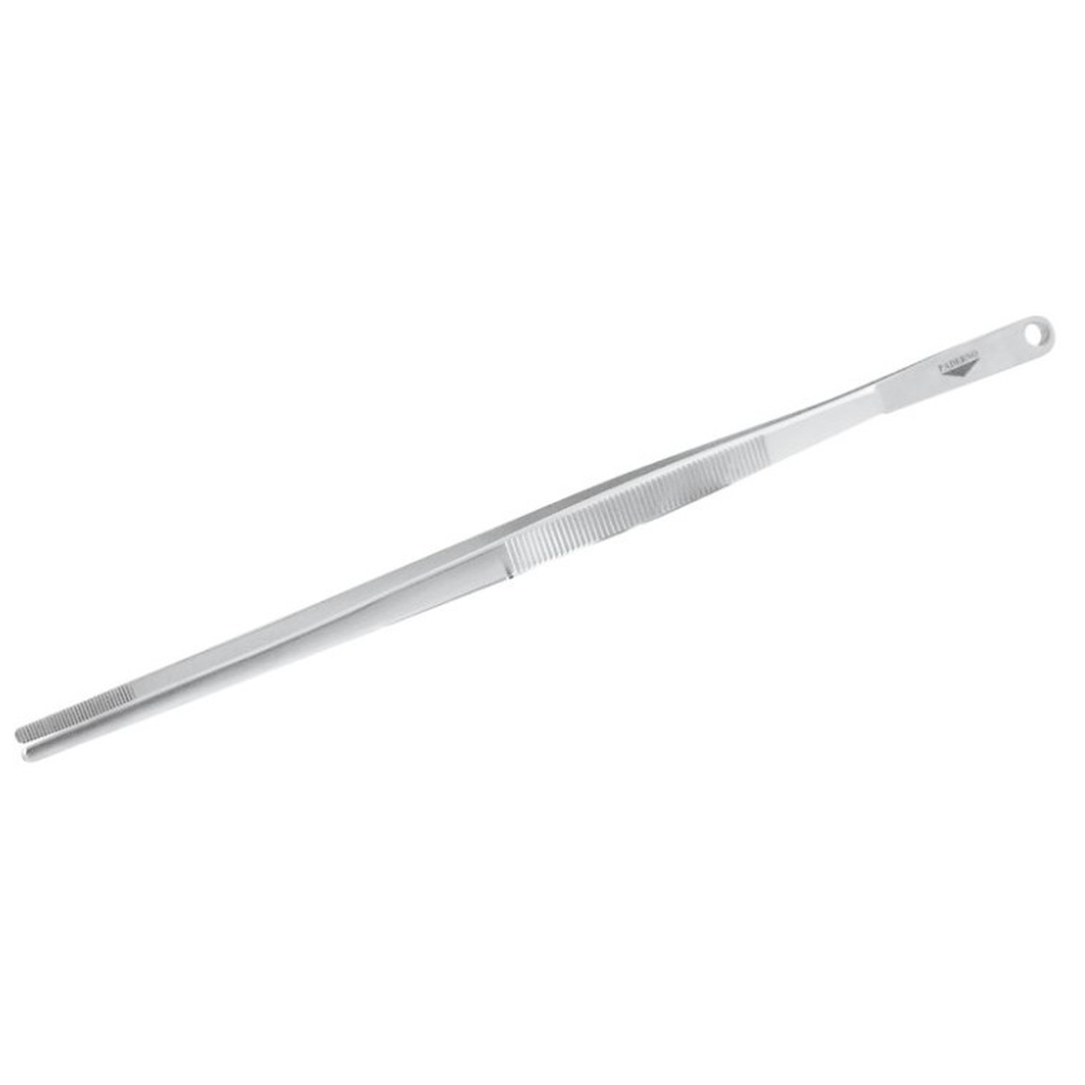 Paderno 42902-30 stainless steel straight cooking tongs, 11-7/8 inch length with serrated tips and hanging hole