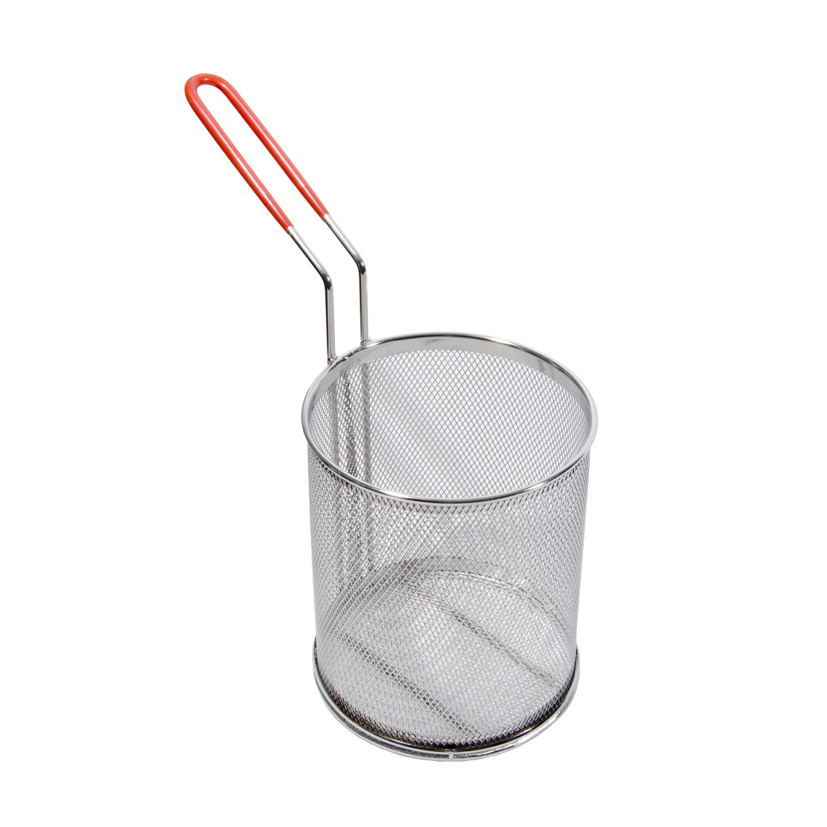 Town stainless steel blanching basket larger 6.5-inch model with red coated handle