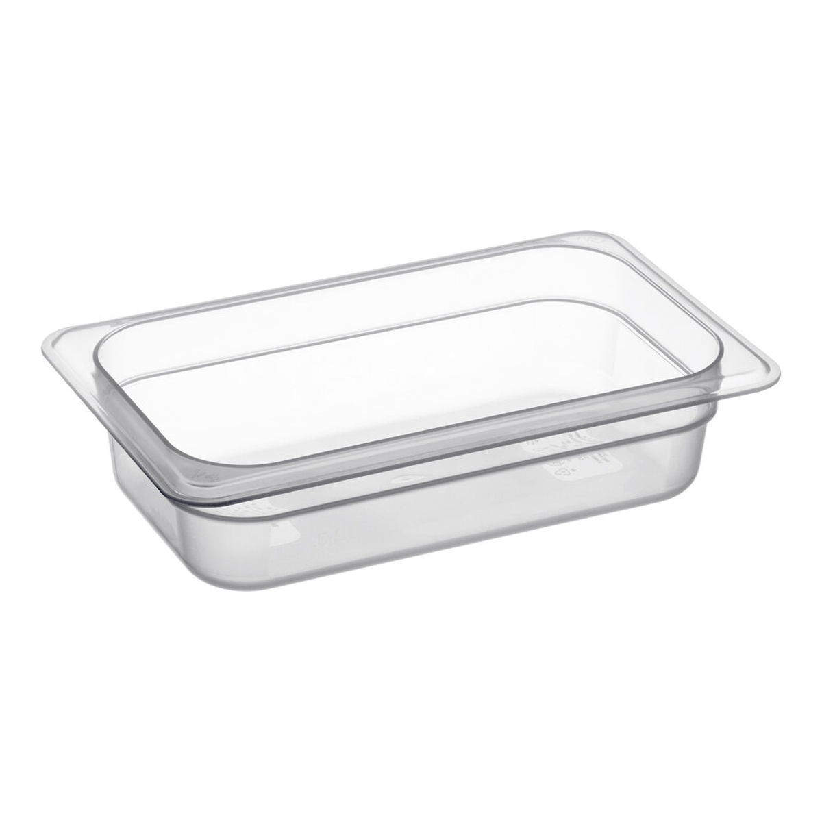 Cambro 42PP190 1/4 size translucent polypropylene food pan, 2-1/2 inch deep, shown on white background