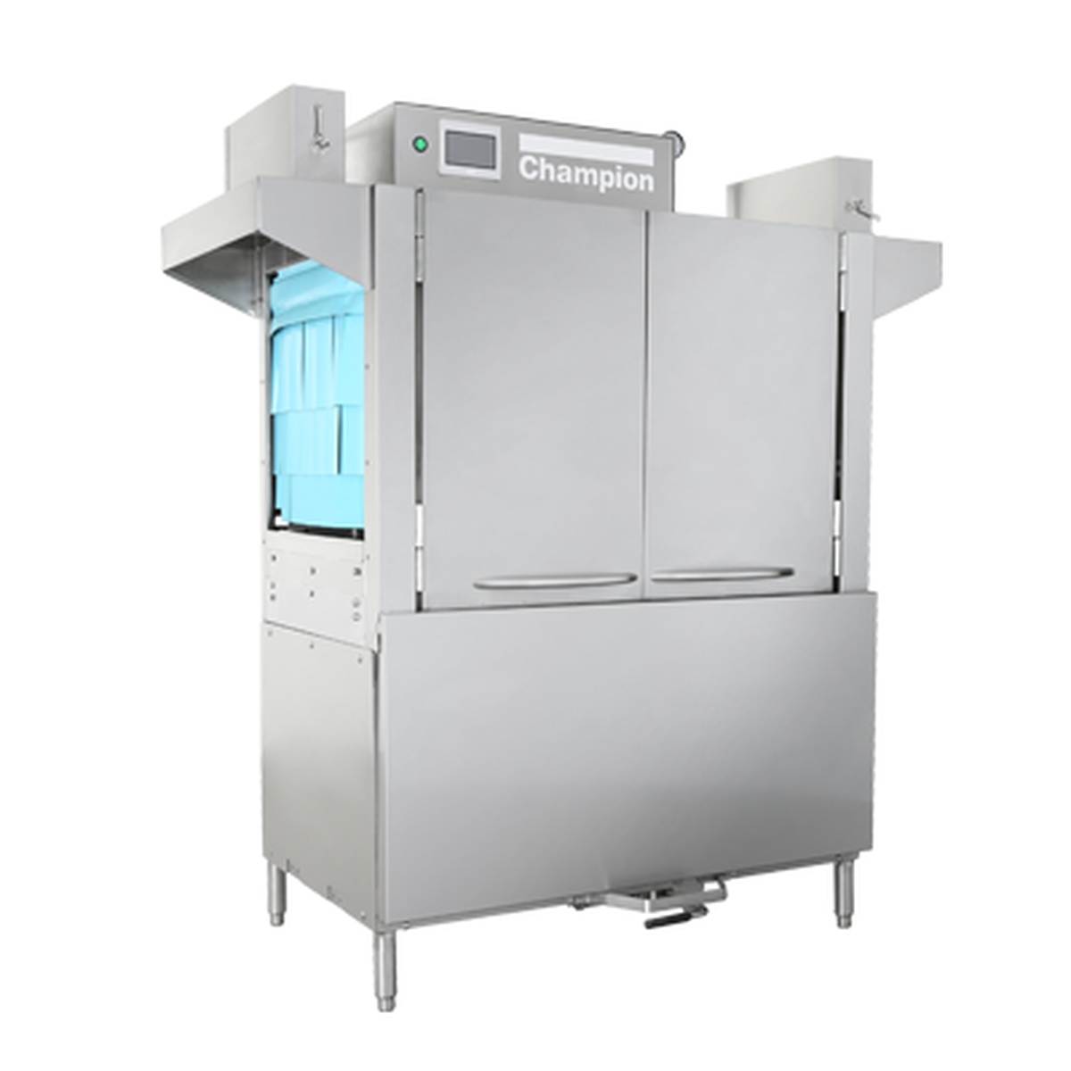 Champion 44 PRO rack conveyor dishwasher, stainless steel cabinet with front access doors