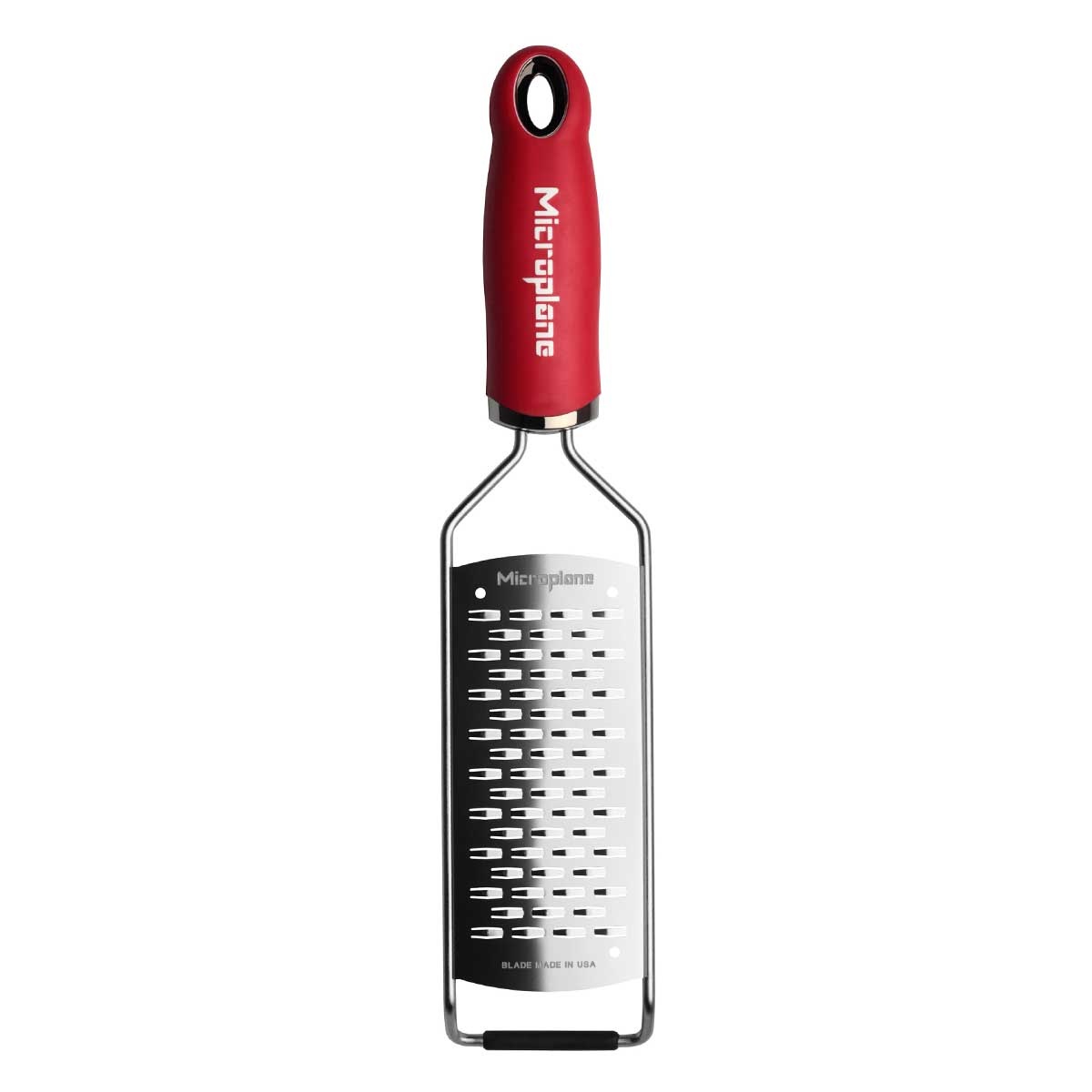 Microplane ribbon grater with red ergonomic handle