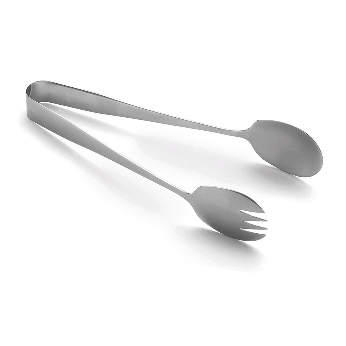 Tablecraft 4404 9.5-inch stainless steel serving tongs with fork and spoon style pinchers