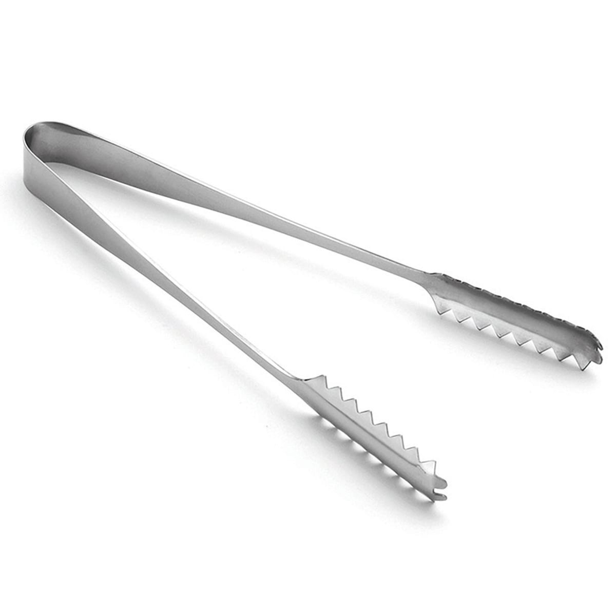 Tablecraft 4406 8.5-inch stainless steel serving tongs with serrated toothed ends and polished mirror finish