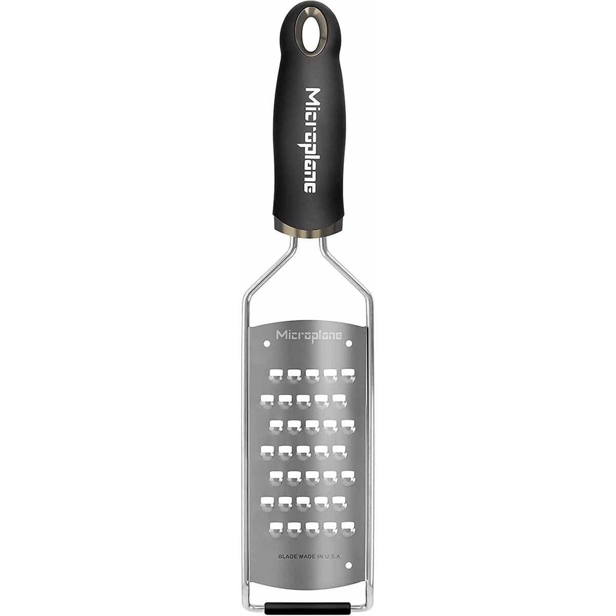 Full view of the Microplane Gourmet Series Extra Coarse Grater on a white background