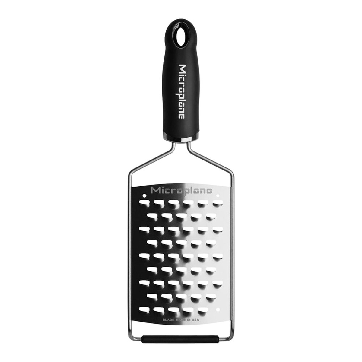 Microplane 45011 Gourmet Black Ultra-Coarse Grater with stainless steel blade and black ergonomic handle
