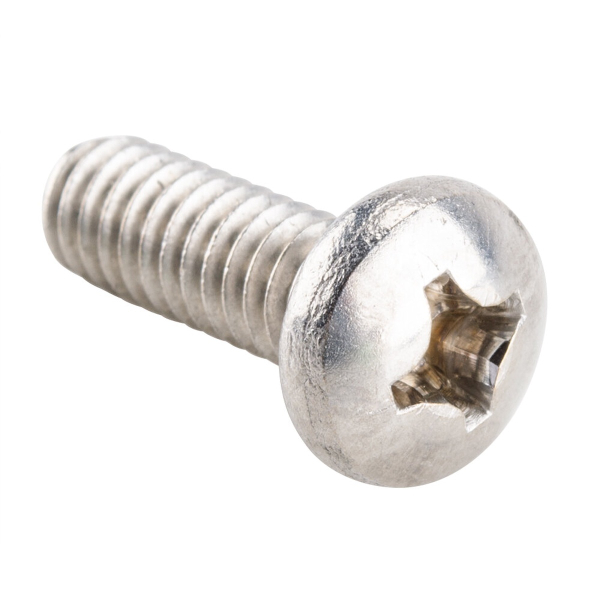 Close-up of a stainless steel Phillips head machine screw