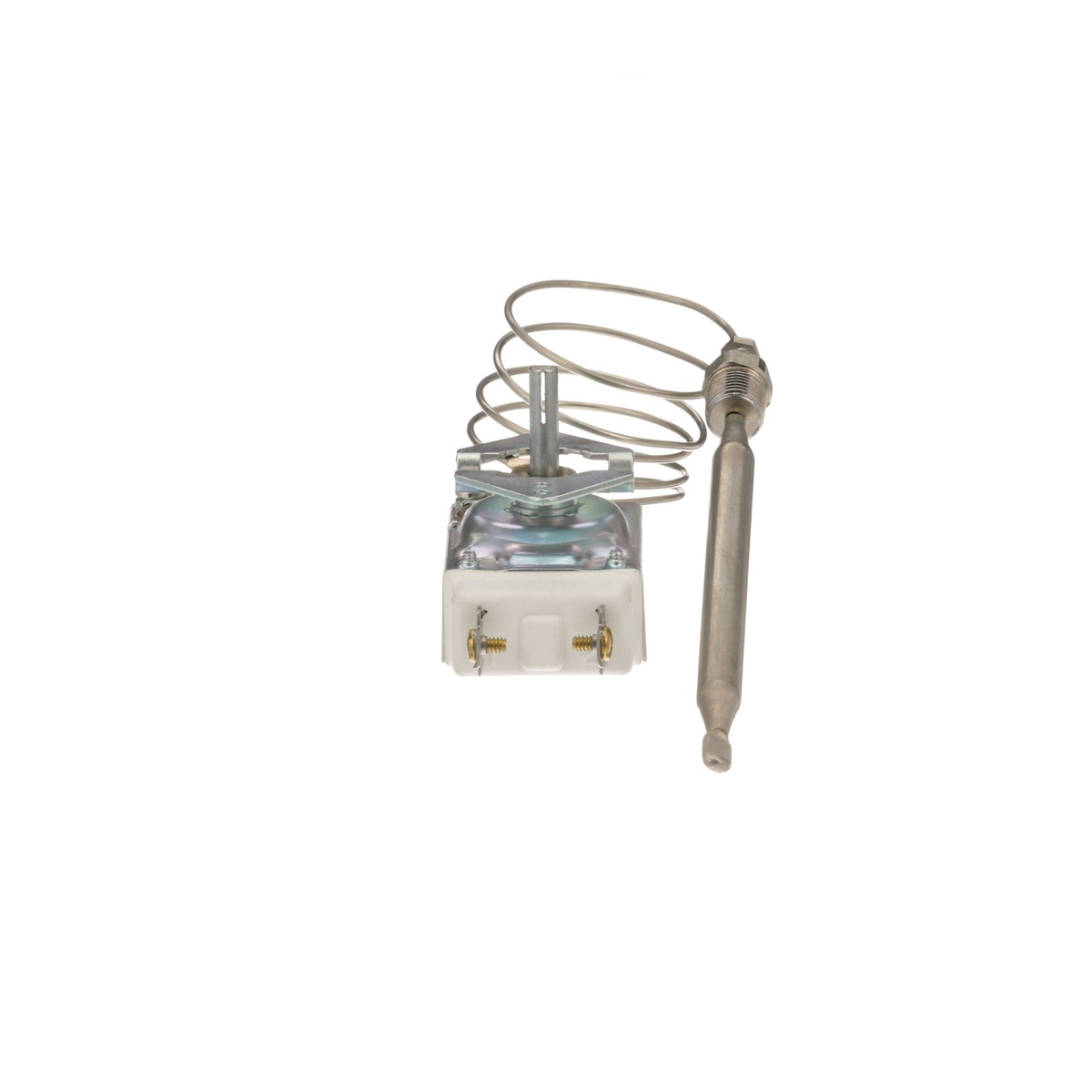 AllPoints 461272 RX thermostat side view showing body, capillary coil, and sensing bulb assembly