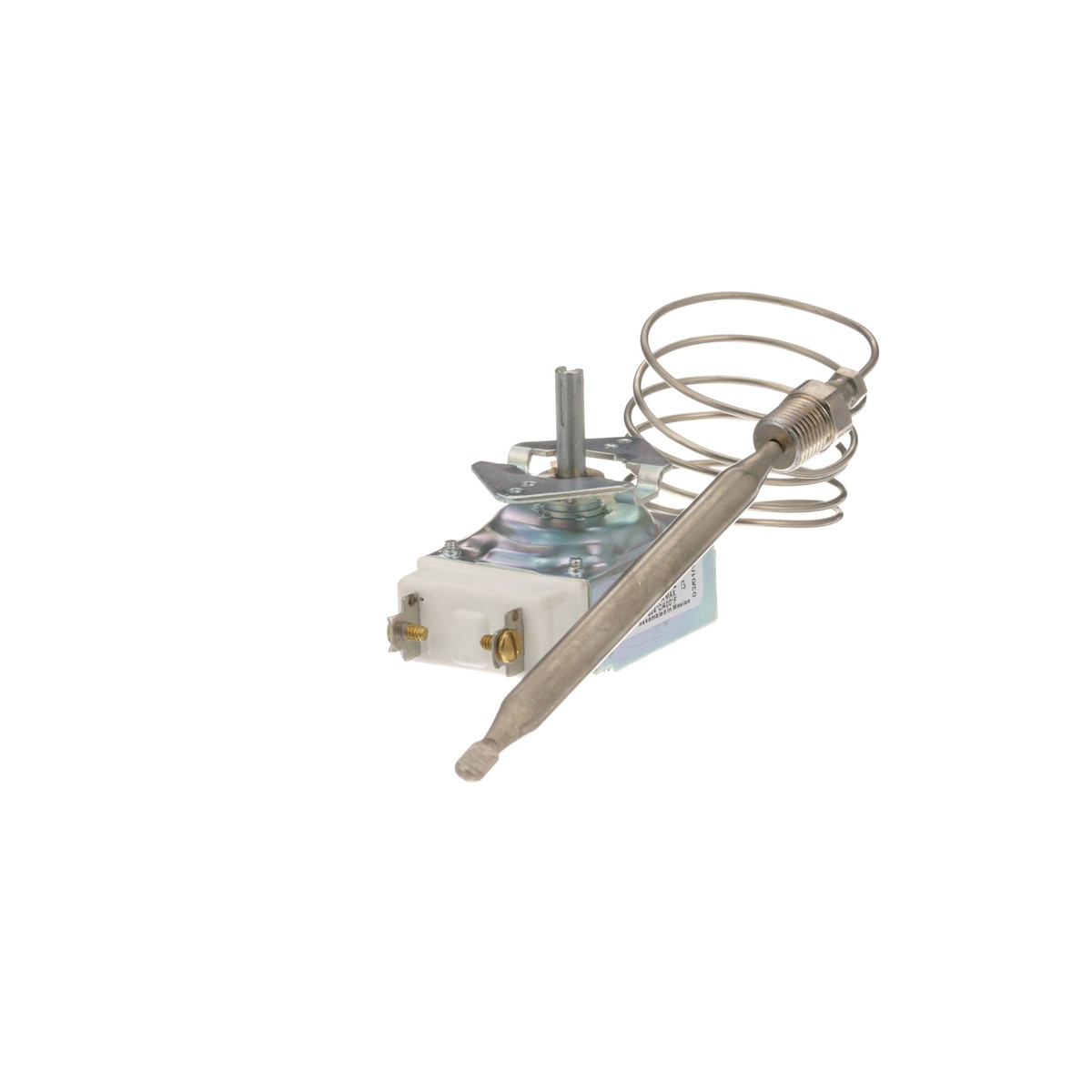 AllPoints 461272 RX thermostat angled view showing coiled capillary tube and bulb probe