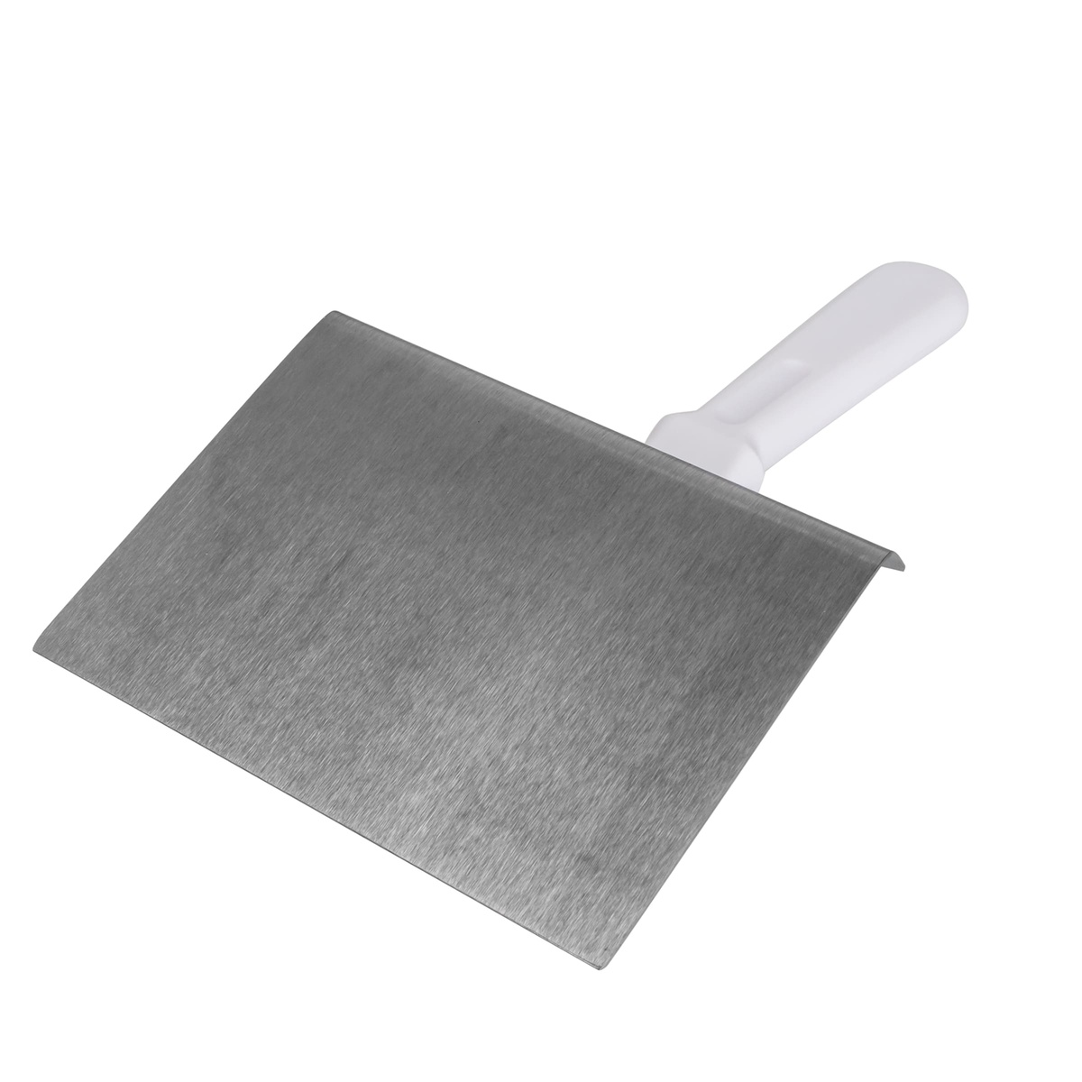 Tablecraft 461W turner top-down view showing the full stainless steel blade face and white handle