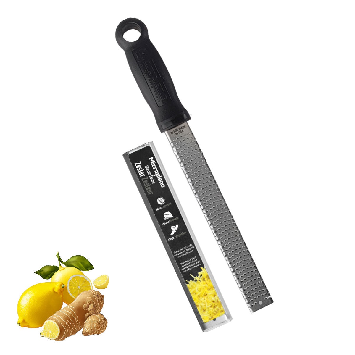 Microplane Zester with protective cover and fresh ingredients