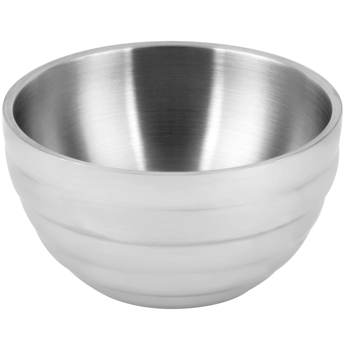 Vollrath 46587 stainless steel double-wall round beehive serving bowl with mirror exterior and satin interior