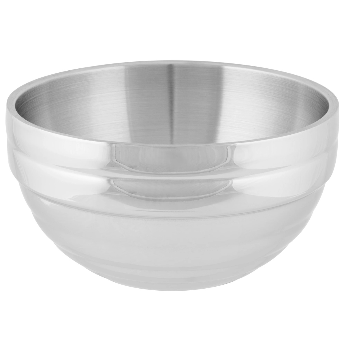 Vollrath 46591 3.4 qt round double-wall stainless steel serving bowl with beehive pattern, mirror exterior and satin interior