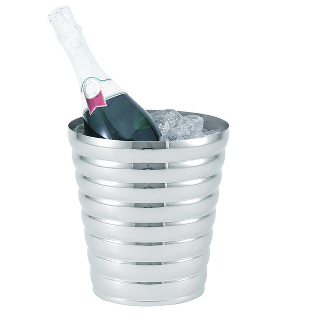 Vollrath 46609 beehive wine bucket holding a champagne bottle surrounded by ice