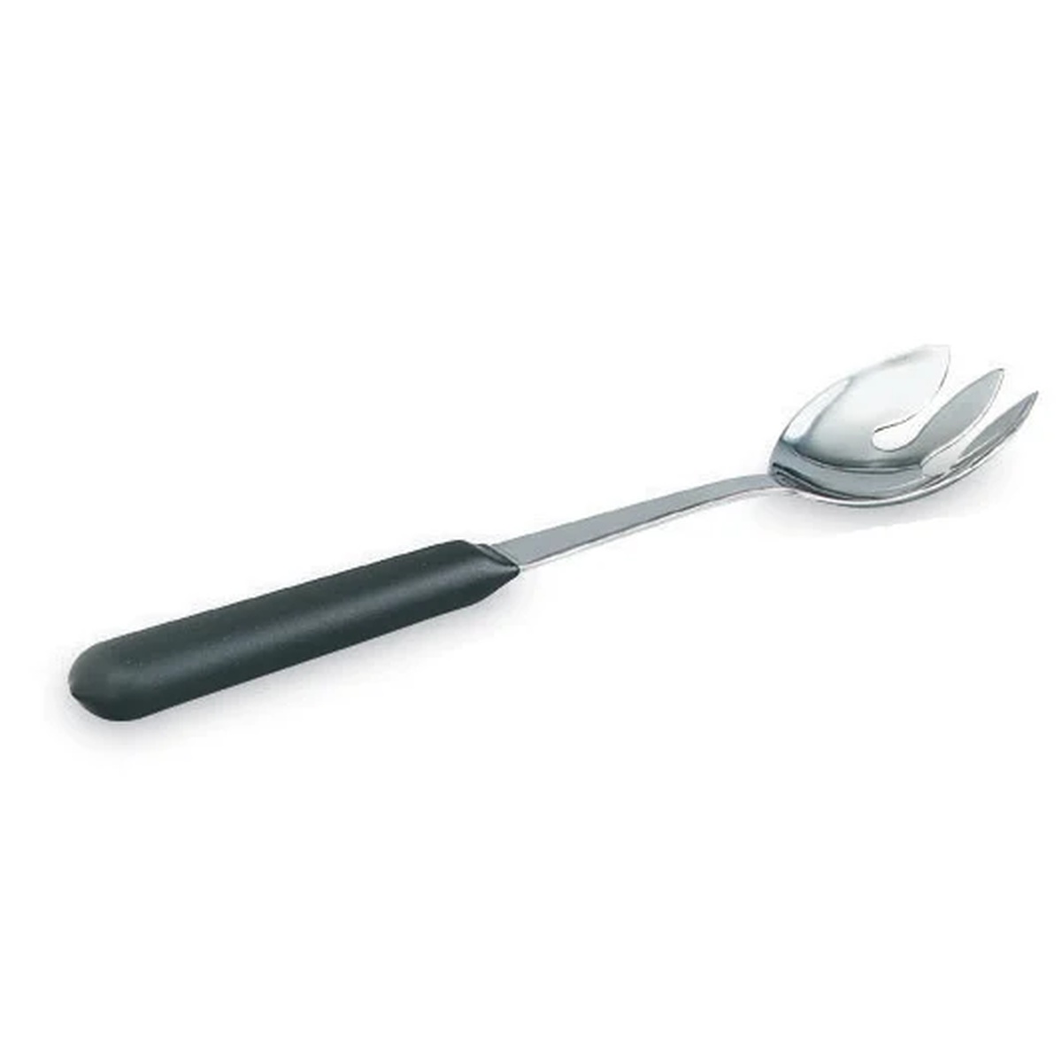 Vollrath 46920 stainless steel notched serving spoon with black Kool-Touch handle