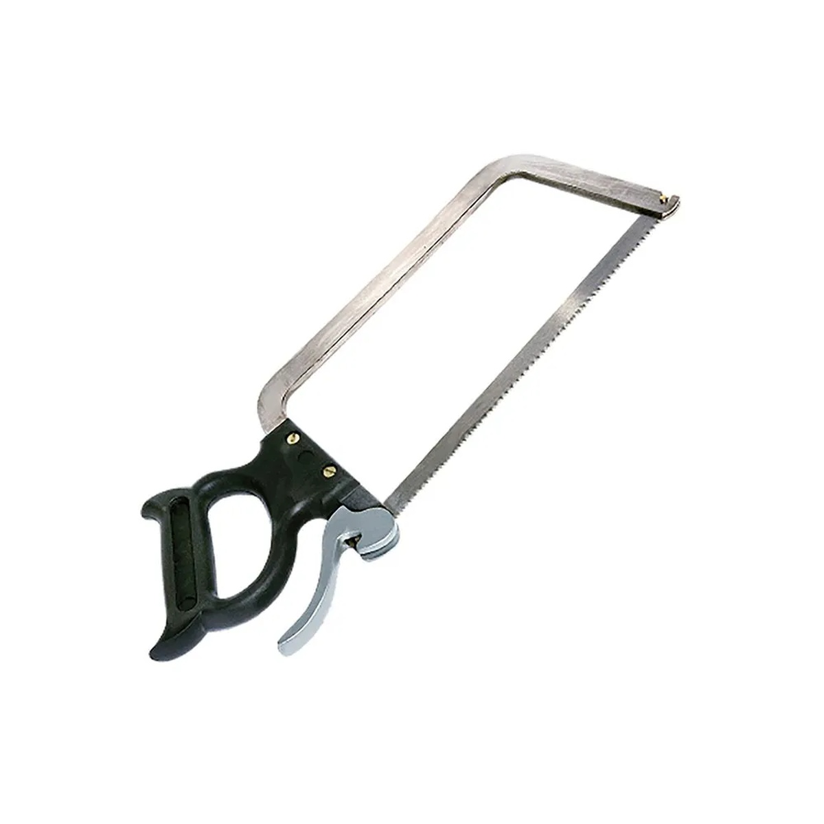 Weston 47-2201 22-inch stainless steel butcher meat saw with ergonomic black handle and trigger-lock mechanism