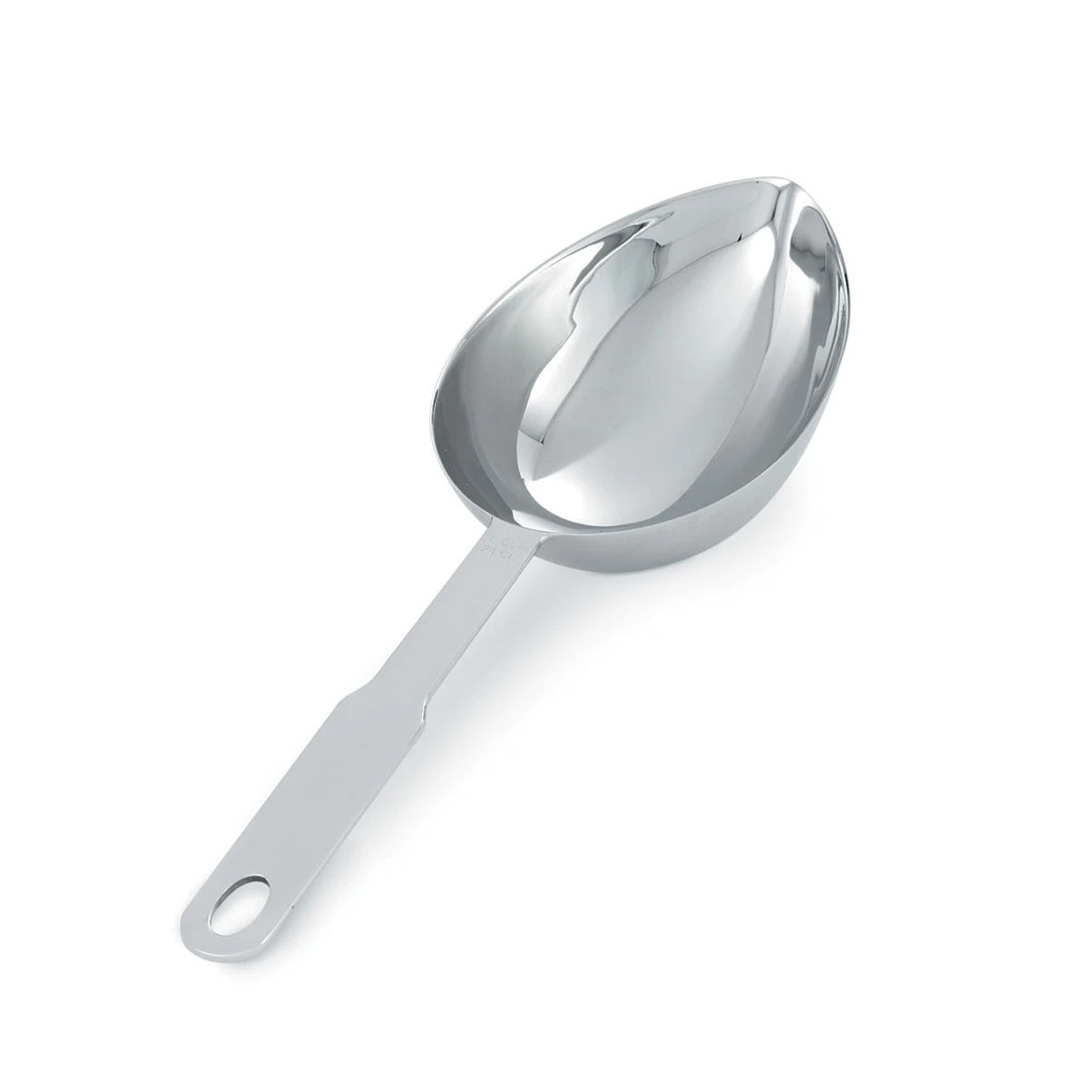 Vollrath 47059 1-cup stainless steel oval measuring scoop with long flat handle and hanging hole
