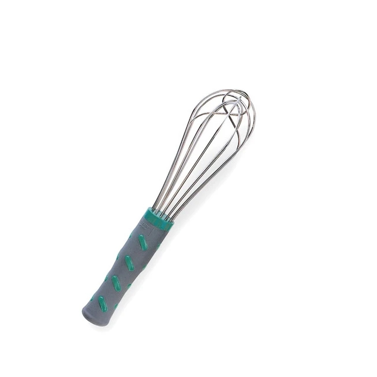 Vollrath 47090 10-inch French whip with gray nylon handle and aqua grip nubs