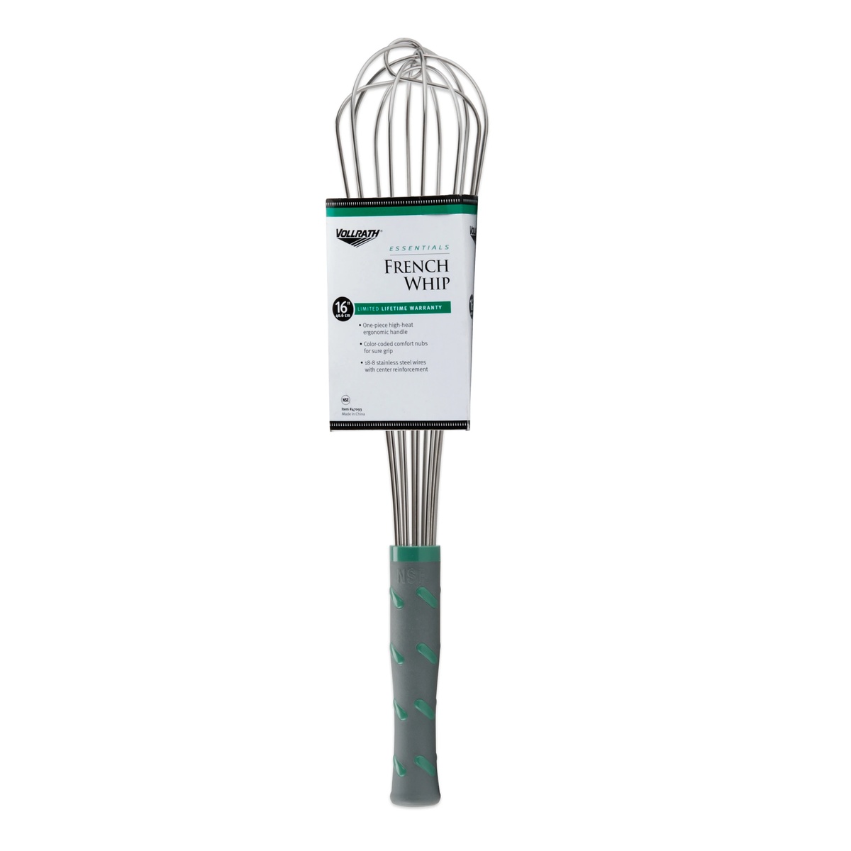 Vollrath 47093 French whip shown in original retail packaging with product label details