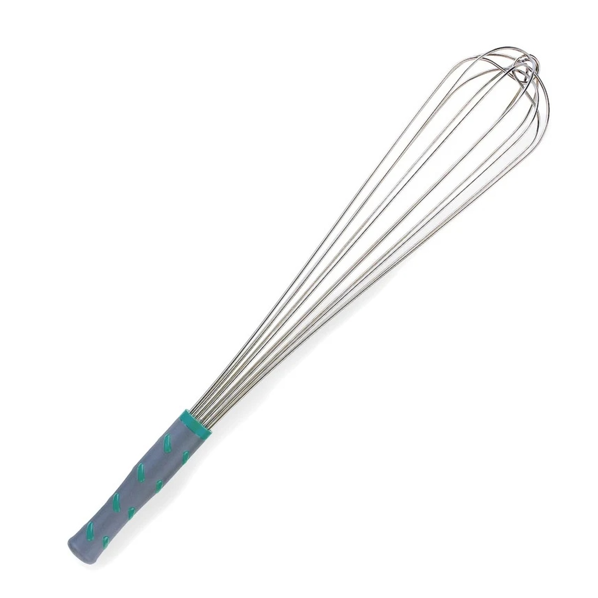 Vollrath 47095 20-inch stainless steel French whip with gray nylon handle and aqua grip nubs