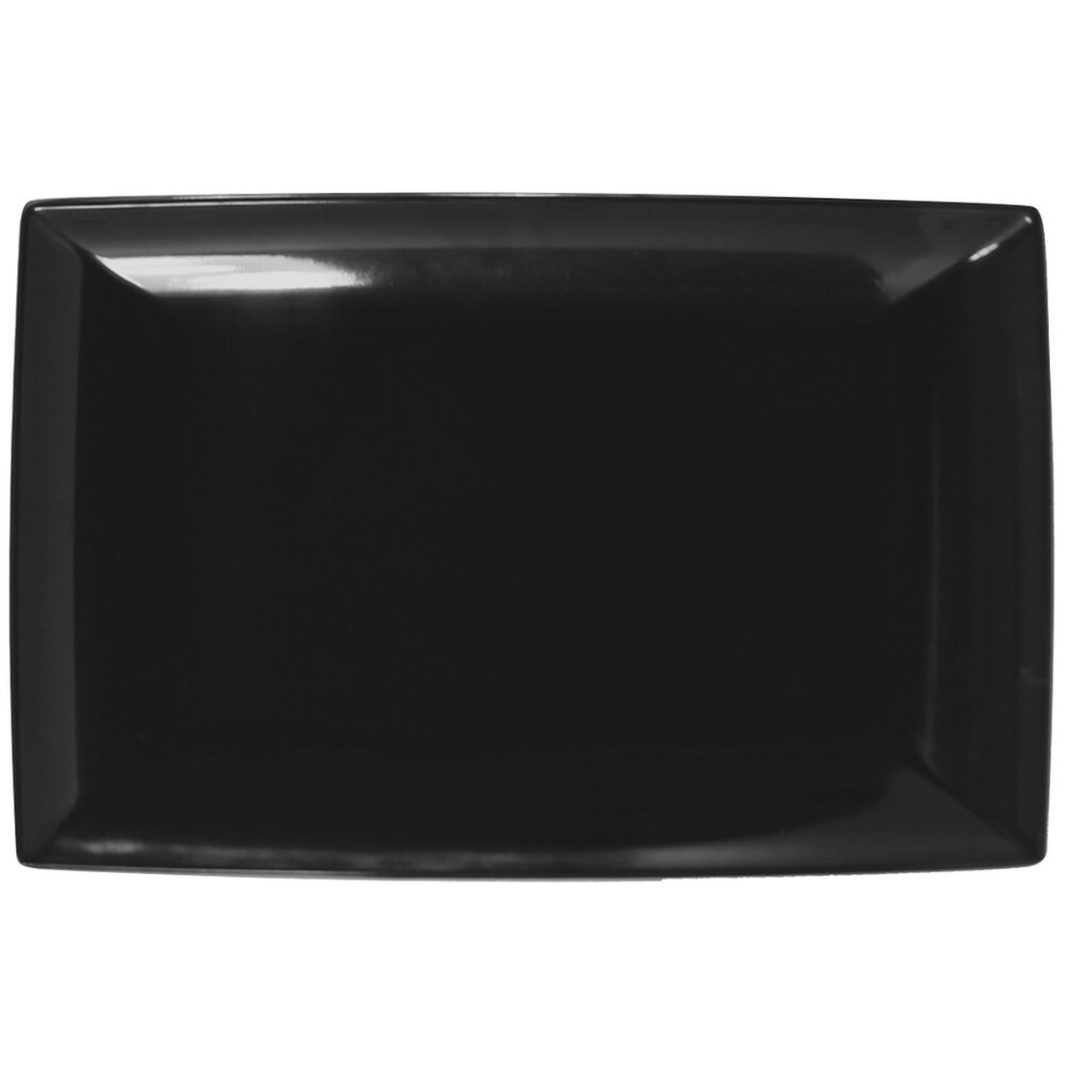 Thunder Group 47128BK classic black rectangular melamine serving tray, top-down view