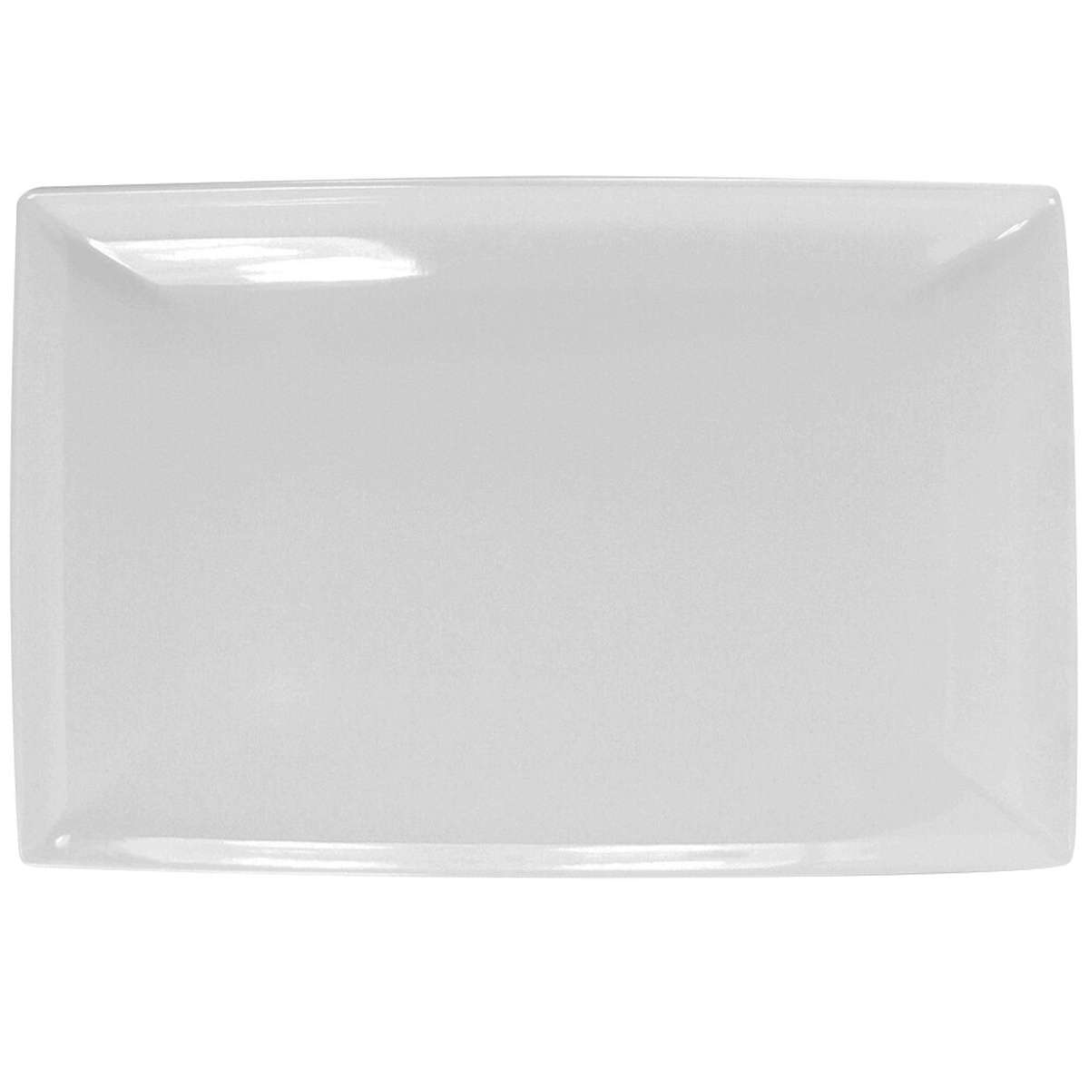 Thunder Group 47128WT classic white rectangular melamine tray, top-down view showing glossy finish and raised rim