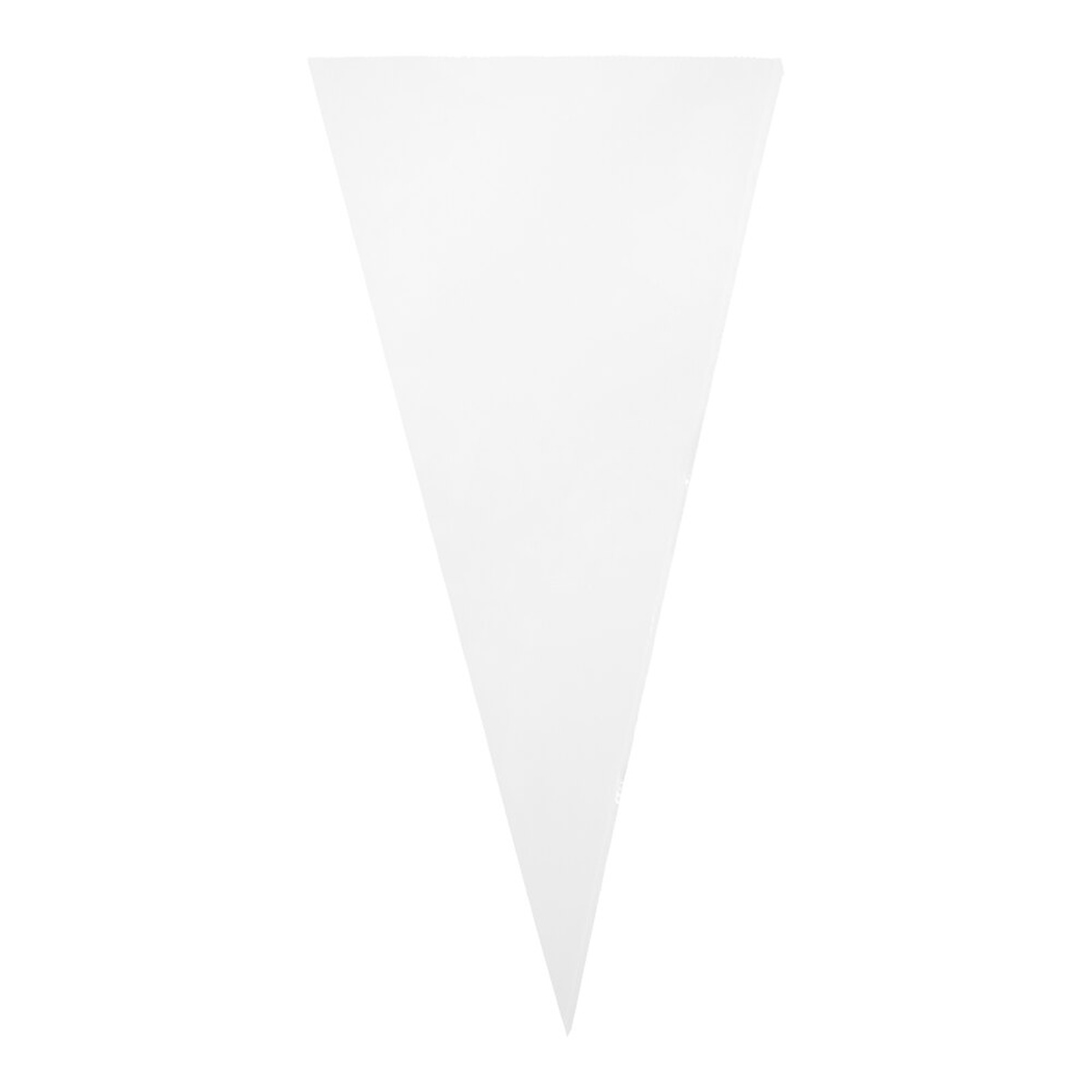Single Ateco 18-inch clear triangular disposable pastry bag on white background