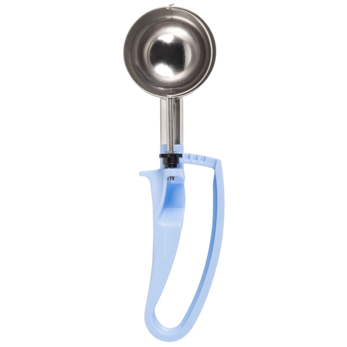 Vollrath 47394 Jacob's Pride #14 sky blue squeeze handle disher with stainless steel round scoop bowl