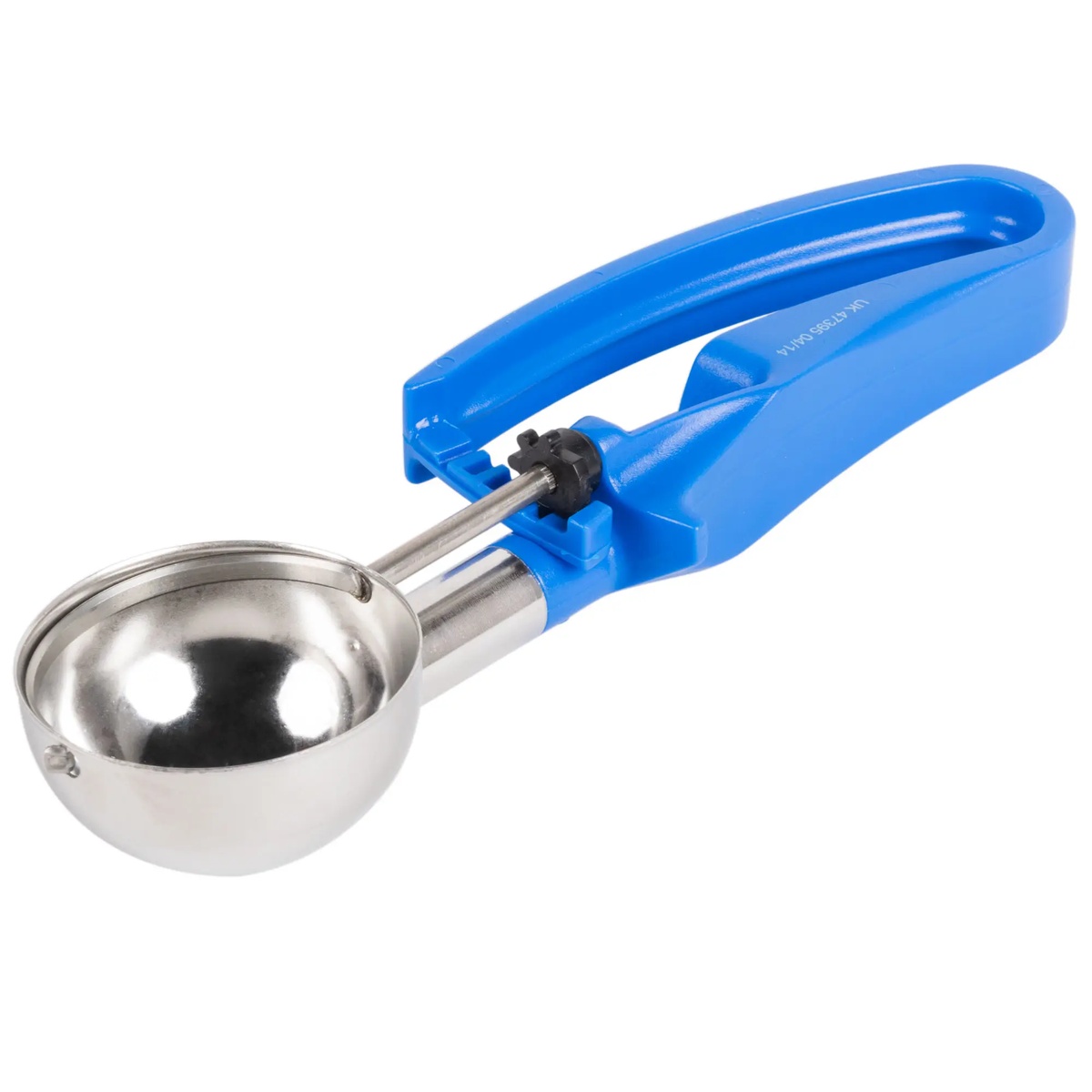 Vollrath 47395 2 oz squeeze disher with royal blue plastic handle and stainless steel bowl