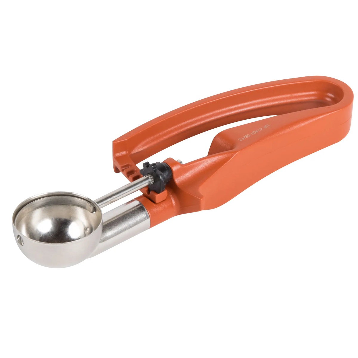 Vollrath 47401 #50 squeeze disher with terracotta orange handle and stainless steel bowl
