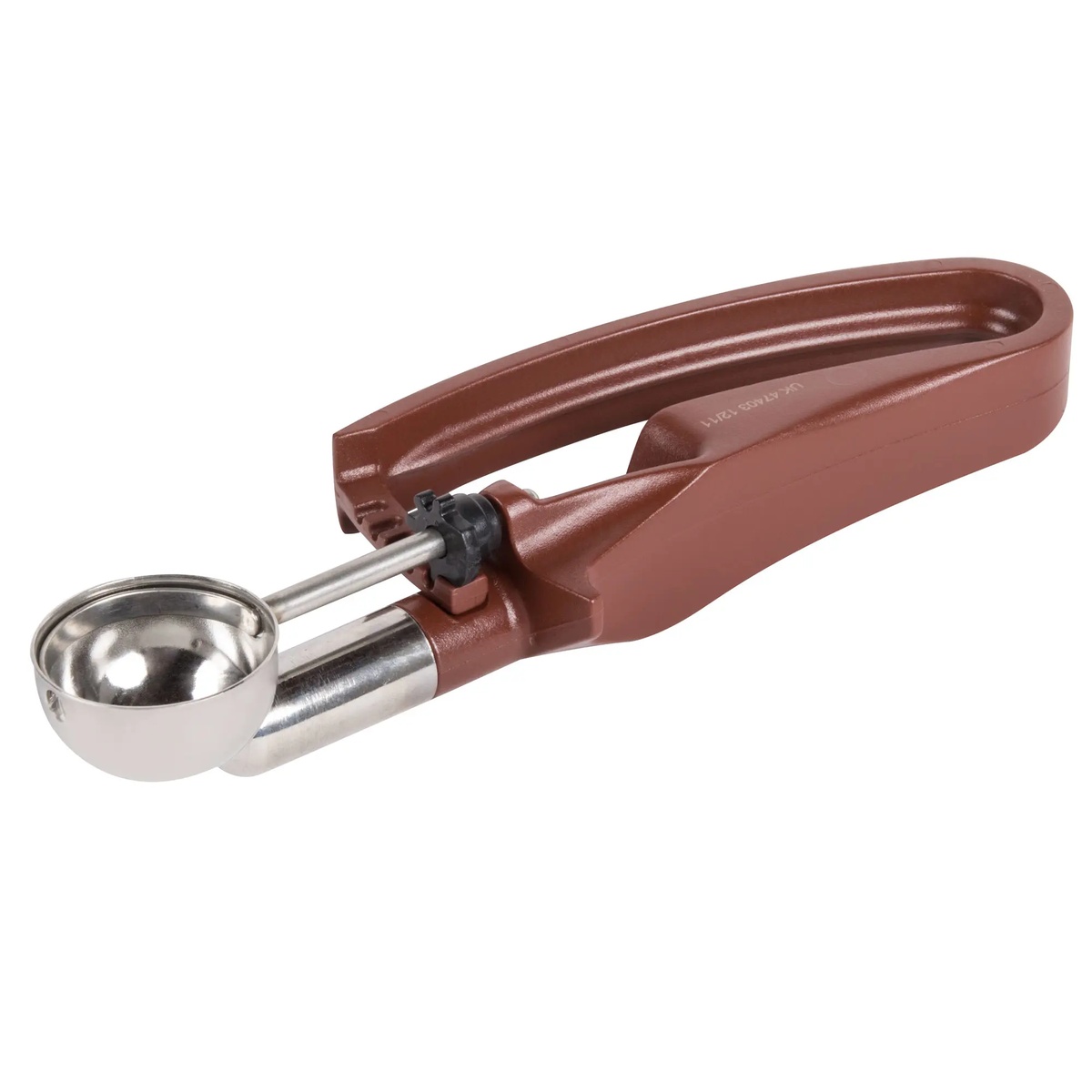 Vollrath 47403 squeeze disher with plum coated handle and stainless steel scoop bowl