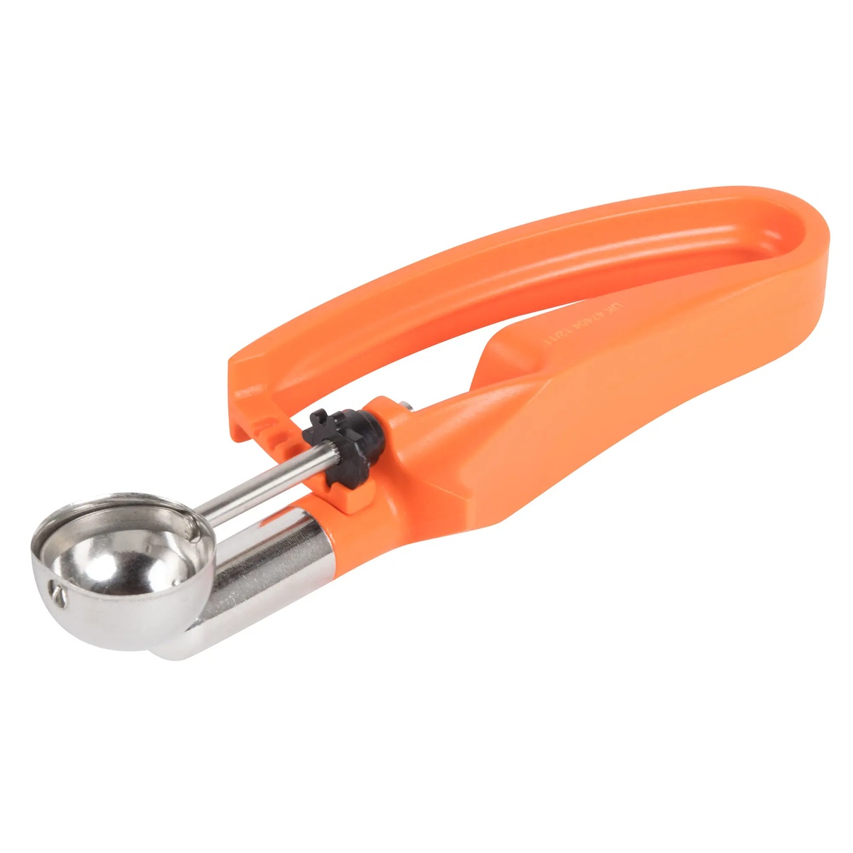 Vollrath 47404 orange squeeze handle disher with stainless steel scoop bowl