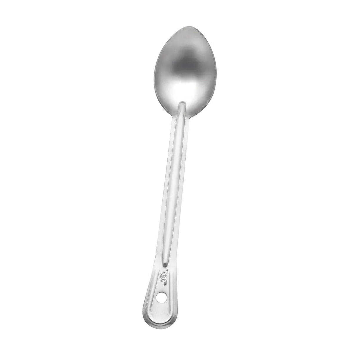 Browne USA 4750 Renaissance stainless steel solid serving spoon with grooved handle and satin finish