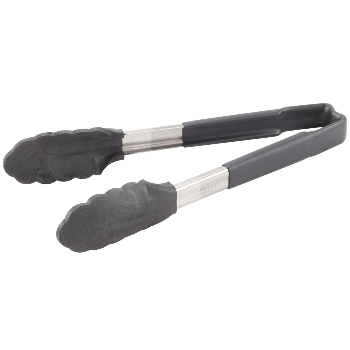 Vollrath 4780922 9.5-inch one-piece utility tongs with black nylon scalloped ends and Kool-Touch coated handle