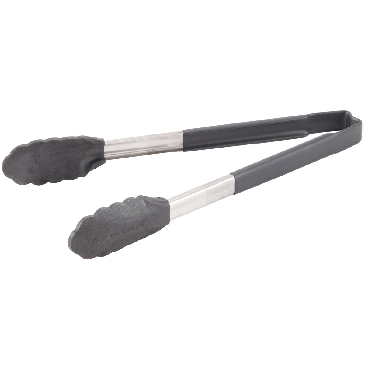 Vollrath 12-inch nylon-end one-piece tongs with black Kool-Touch handle and scalloped nylon gripping ends