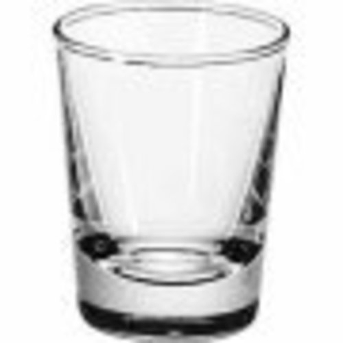 Libbey 48 clear 2 oz whiskey shot glass with tapered silhouette and thick base