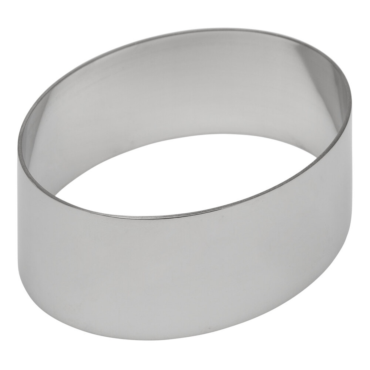 Ateco 4902 stainless steel oval pastry mold, 4 inches wide, shown on white background