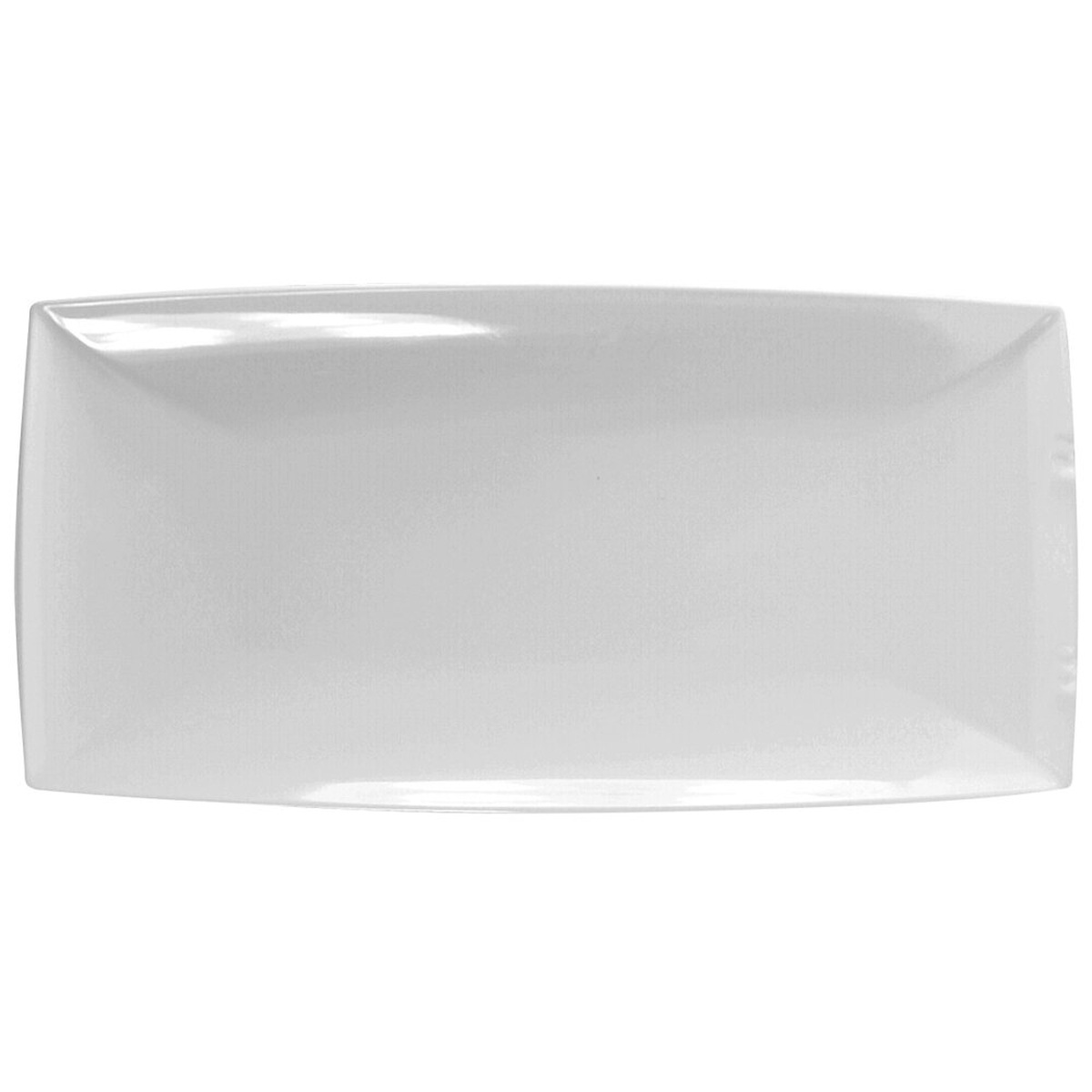 Thunder Group 49095WT classic white rectangular melamine tray, top-down view showing glossy finish and slightly raised rim